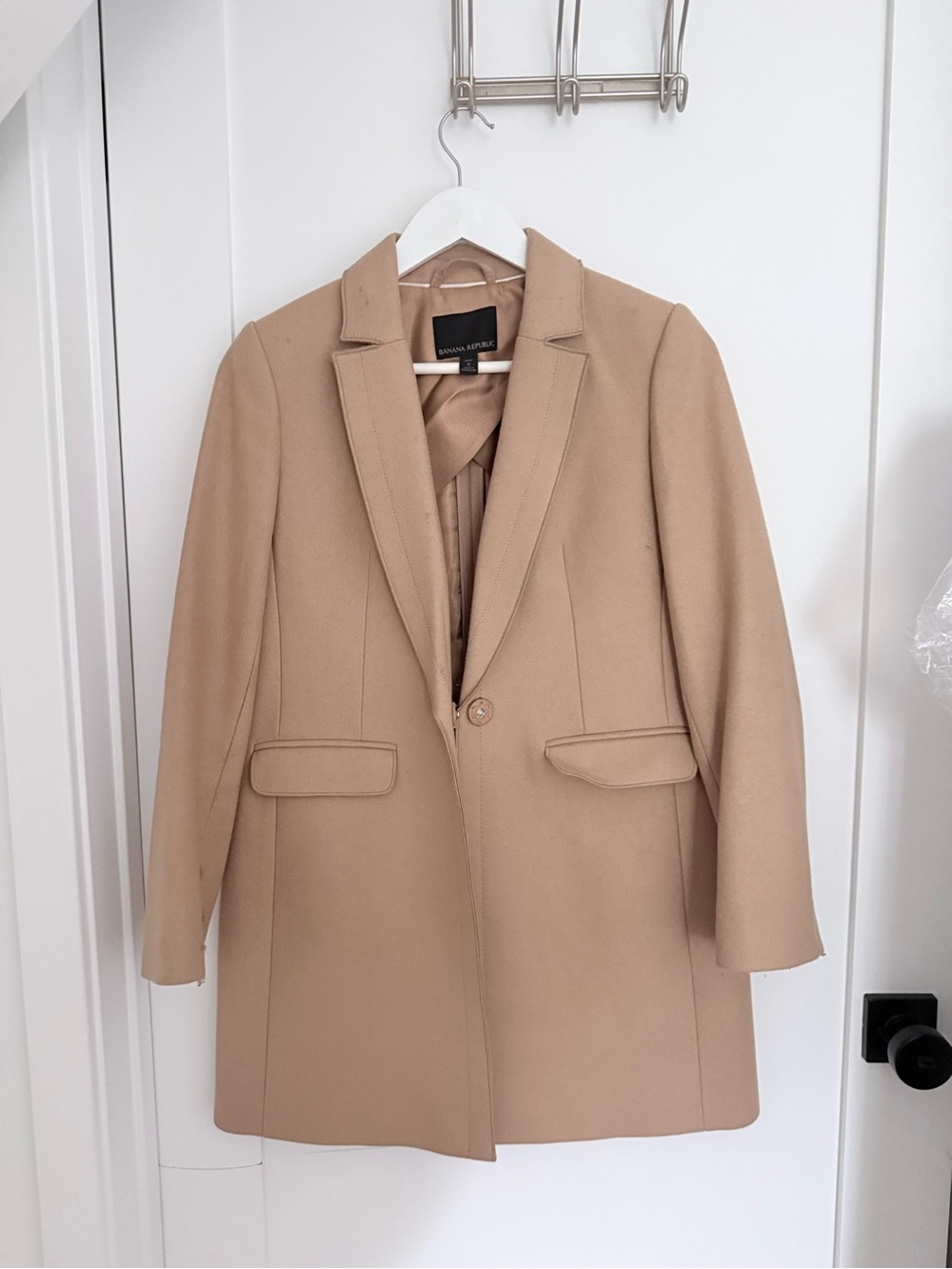 Banana Republic Camel Wool-Blend Single-Button Peacoat